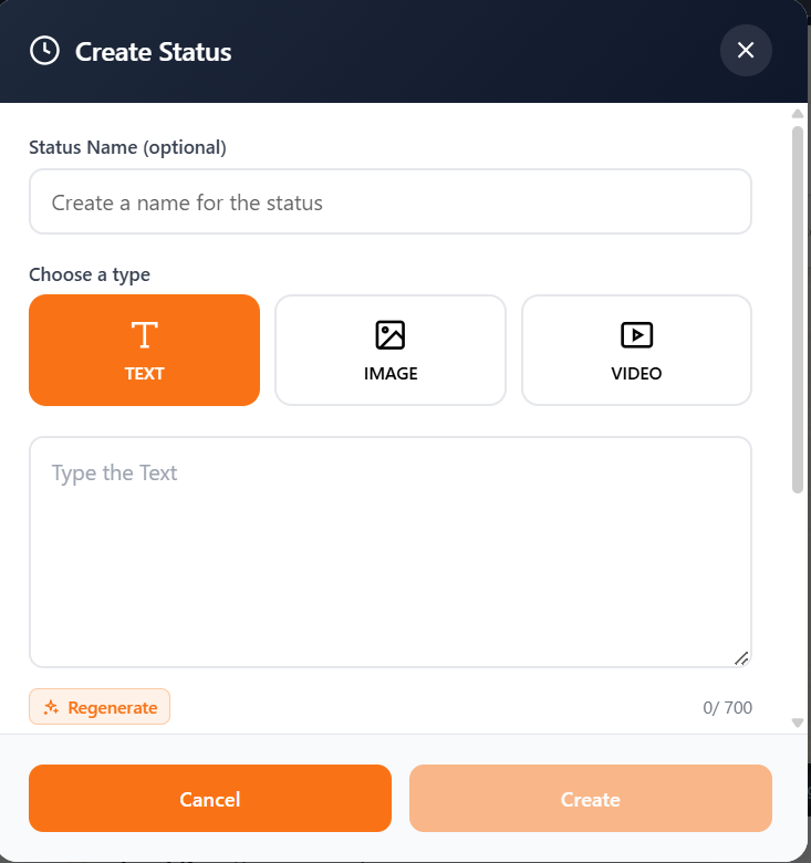Lion CRM WhatsApp Status Automation Feature