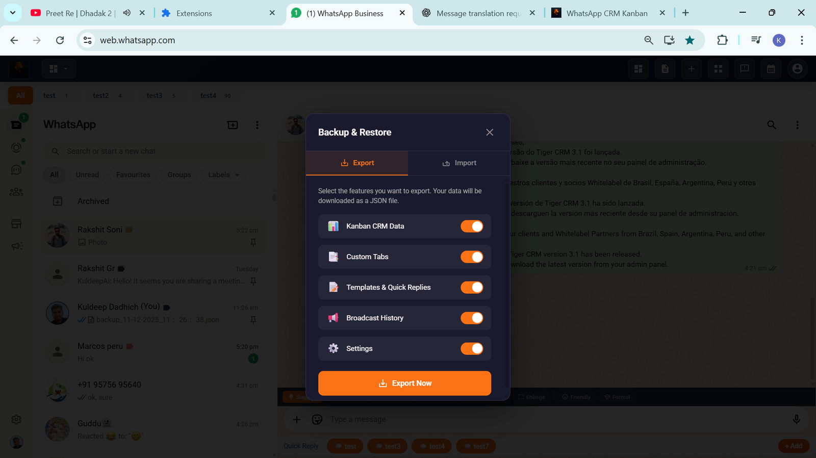 Backup and Restore Feature