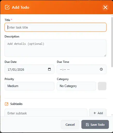 WhatsApp Task Manager - Add To-Do Task with Title, Description and Due Date