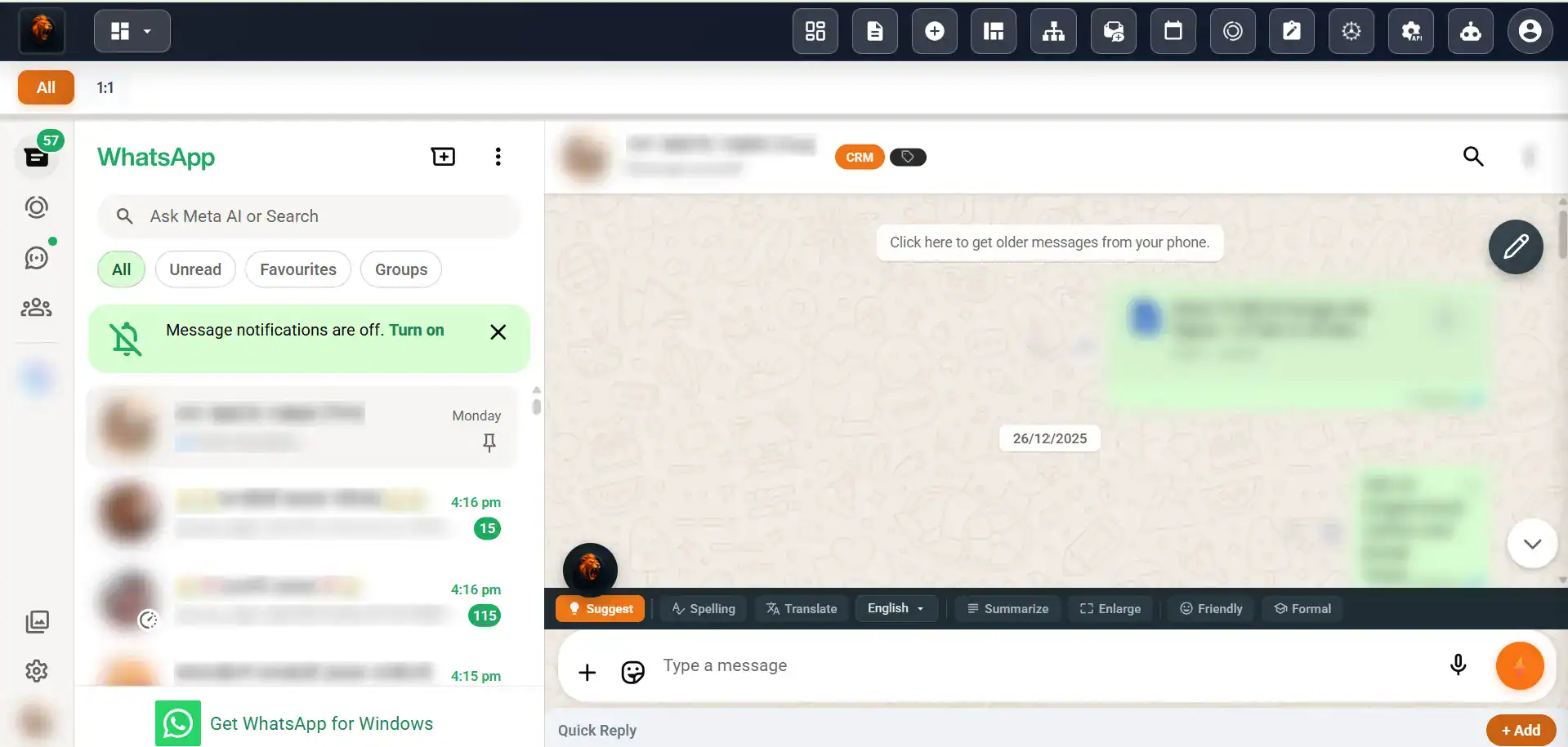Lion CRM WhatsApp CRM Extension Dashboard — Kanban Board, Bulk Messaging, AI Chatbot and CRM Features