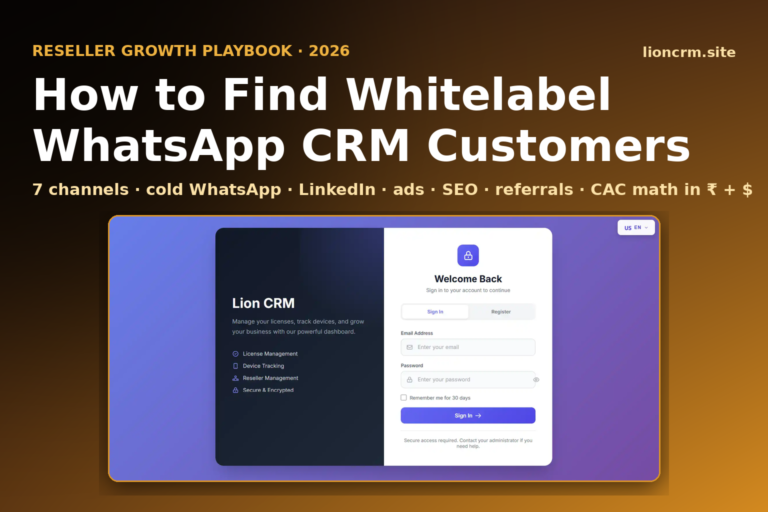 How to Find Whitelabel WhatsApp CRM Customers: 7 Channels (2026) — Lion CRM banner