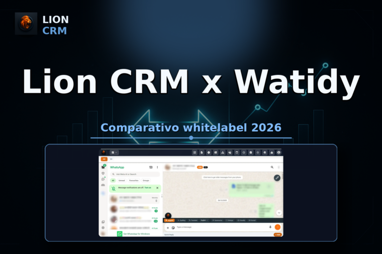 Lion CRM x Watidy: comparativo whitelabel WhatsApp 2026 — banner