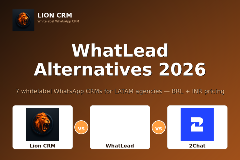 WhatLead Alternatives 2026: 7 Whitelabel WhatsApp CRMs for Agencies — Lion CRM, WhatLead, 2Chat comparison banner