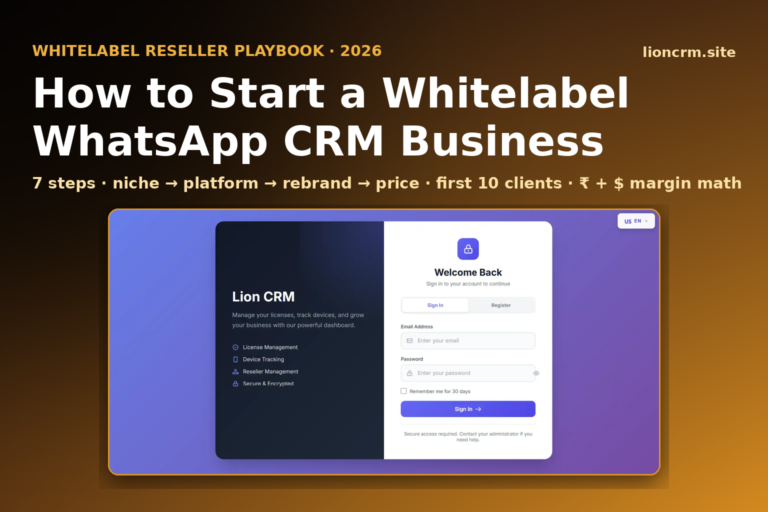 How to Start a Whitelabel WhatsApp CRM Business in 2026 (7 Steps) — Lion CRM banner