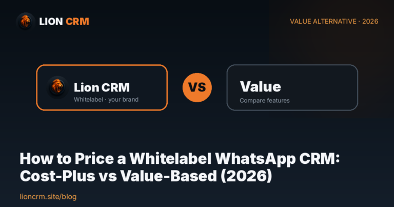 How to Price a Whitelabel WhatsApp CRM: Cost-Plus vs Value-Based (2026) β Lion CRM