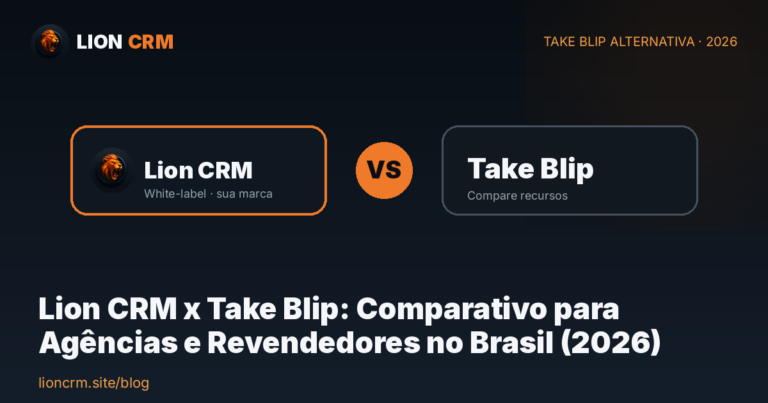 Lion CRM x Take Blip: Comparativo para Agências e Revendedores no Brasil (2026) — Lion CRM