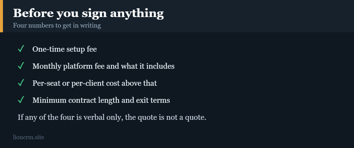 Checklist of four AiSensy white label cost numbers to confirm in writing
